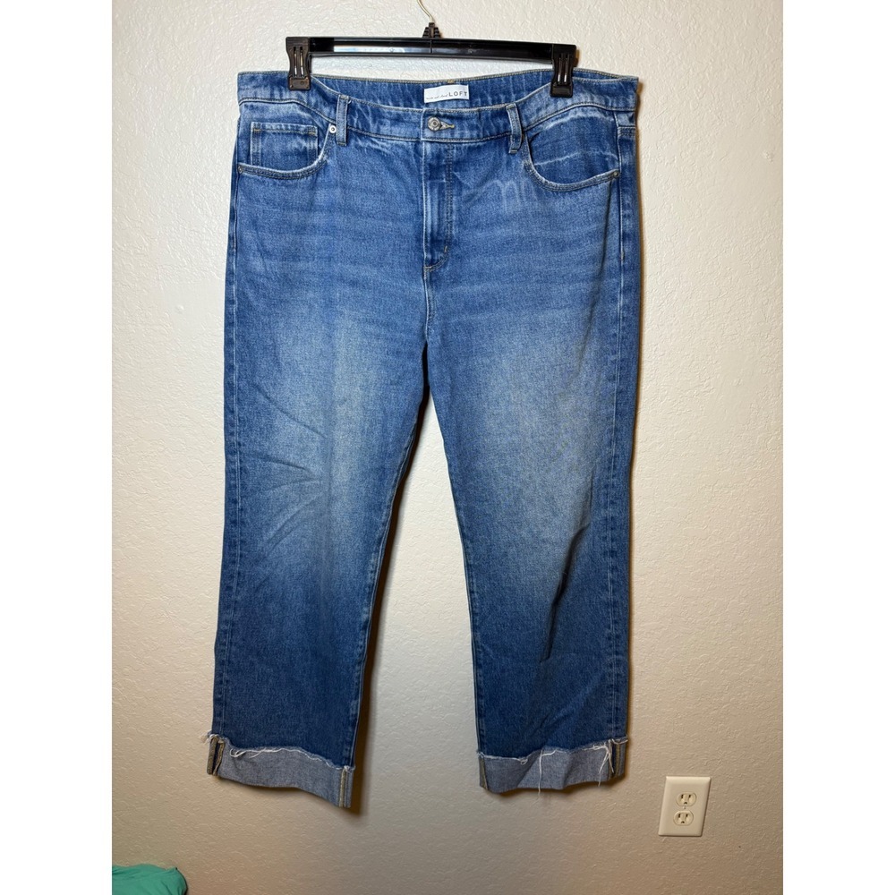 LOFT Made and Loved Women's Denim Crop Jeans Medium Wash Size 14